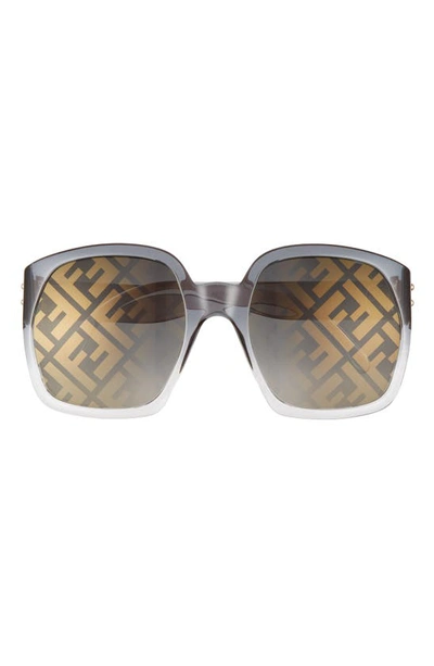 Shop Fendi 58mm Square Sunglasses In Grey/ Grey