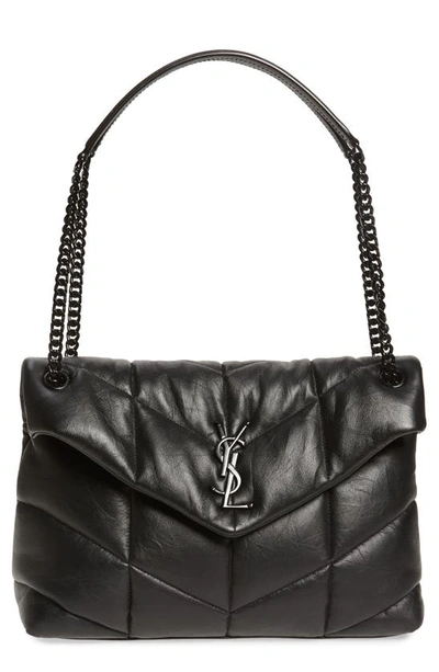 Shop Saint Laurent Medium Loulou Puffer Quilted Leather Crossbody Bag In Noir