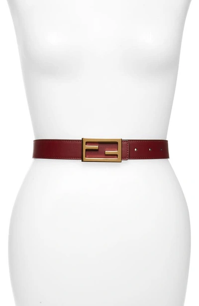 Shop Fendi Reversible Leather Belt In Barolo/ Semolina