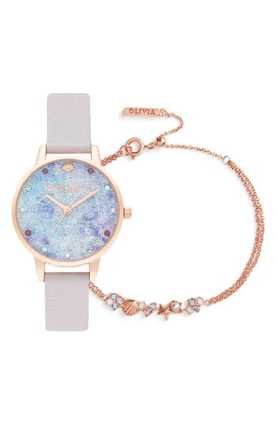 Shop Olivia Burton Under The Sea Deep Sea Boxed Bracelet & Watch Set, 30mm In Lilac/ Silver/ Rose Gold
