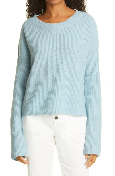 Shop La Ligne Toujours Crop Cashmere Sweater In Light Blue
