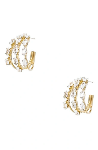 Shop Ettika Crystal Huggie Hoop Earrings In Gold