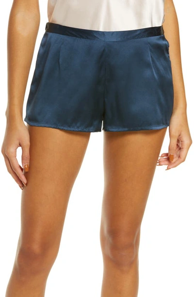 Shop La Perla Silk Shorts In Denim