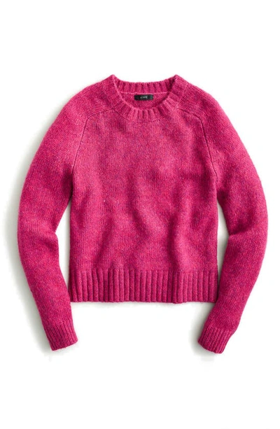 Shop Jcrew Crewneck Sweater In Fuchsia Multi Heather