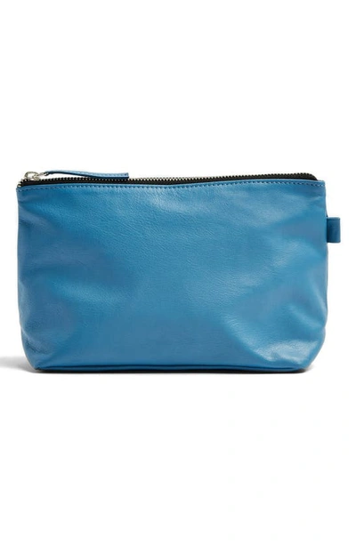 Shop Topshop Leather Cosmetic Bag In Blue