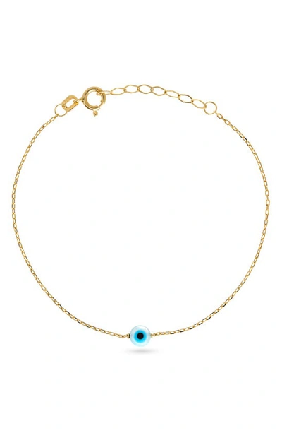 Shop Stone And Strand Mother-of-pearl Evil Eye Bracelet In Yellow Gold/ Pearl