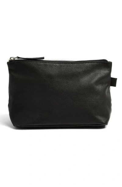Shop Topshop Leather Cosmetic Bag In Black