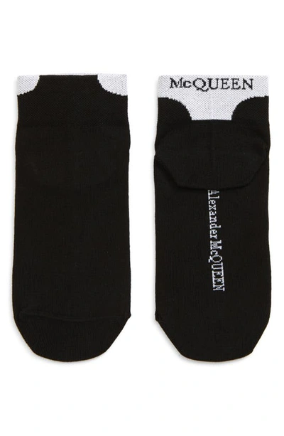 Shop Alexander Mcqueen Logo Ankle Socks In Black/ White