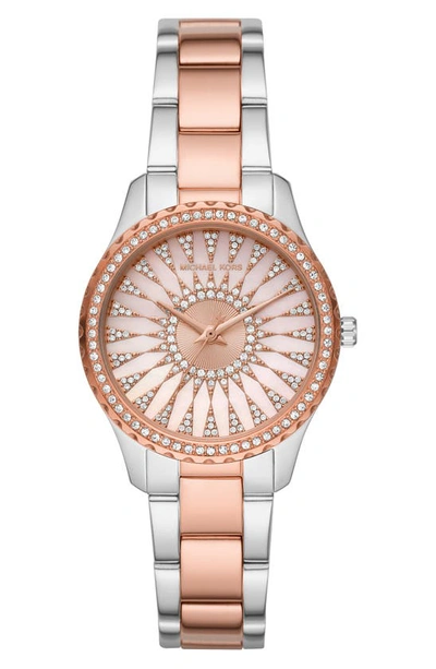 Shop Michael Kors Layton Bracelet Watch, 33mm In Two-tone Rose Gold