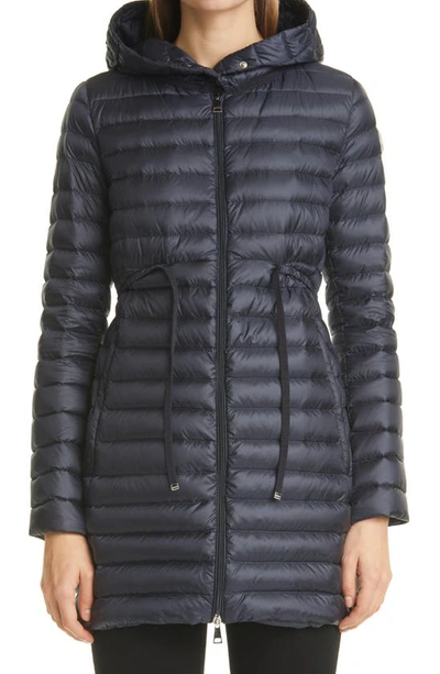 Shop Moncler Barbel Fit & Flare Hooded Down Parka In Navy