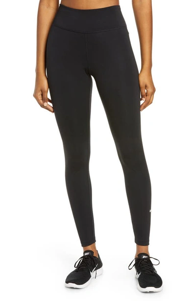 Shop Nike One Dri-fit Leggings In Black/ White