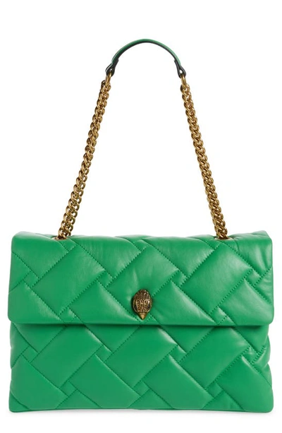 Shop Kurt Geiger Xxl Kensington Soft Quilted Leather Shoulder Bag In Green