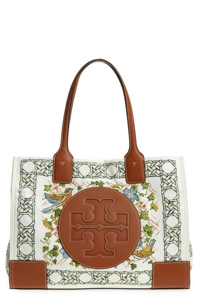 Tory Burch Mini Ella Print Recycled Polyester Tote In Caning Logo With  Birds | ModeSens