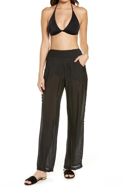 Shop Elan Lace Detail Cover-up Pants In Black