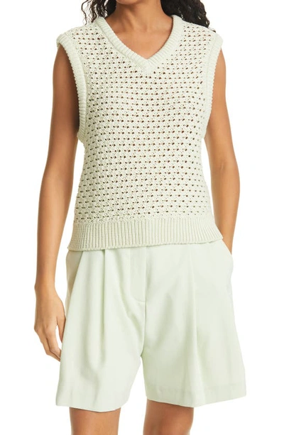 Shop Samsã¸e Samsã¸e Ella Cotton Blend Sleeveless Sweater In Fog Green