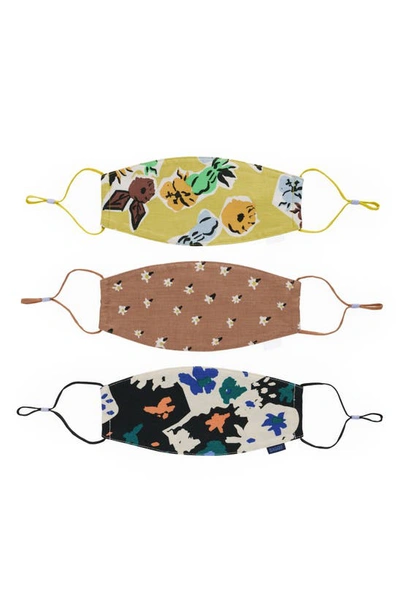 Shop Baggu Assorted 3-pack Organic Cotton Adult Face Masks In Archive Florals