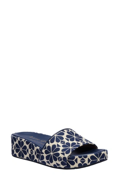 Shop Kate Spade Breeze Slide Sandal In Parchment/ Blazer Blue