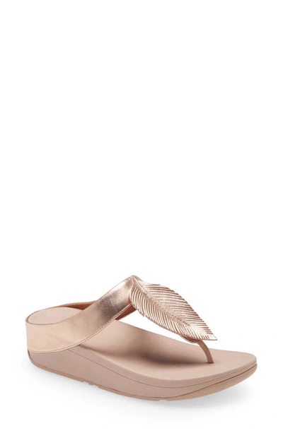 Shop Fitflop Fino Feather Flip Flop In Rose Gold