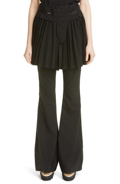 Shop Sacai Skirt Front Suit Pants In Black