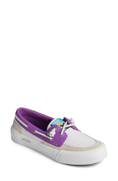 Shop Sperry Soletide Boat Shoe In White/ Purple