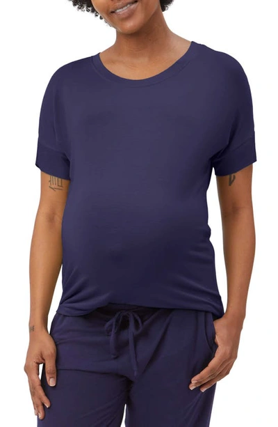 Shop Stowaway Collection Maternity Lounge T-shirt In Navy