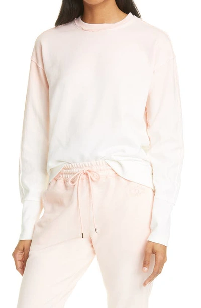 Shop Nicole Miller Ombré Crewneck Sweatshirt In Blush