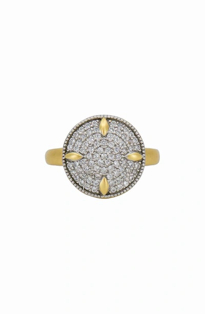 Shop Freida Rothman Armor Of Hope Petals & Pavé Cocktail Ring In Gold And Silver