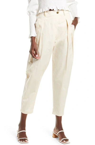 Amy Lynn Tapered Cotton Trousers In Beige