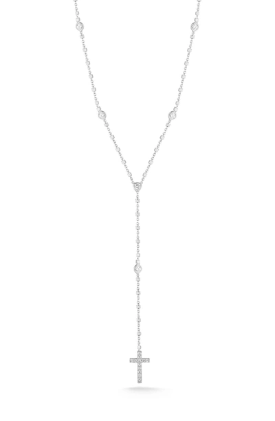 Sphera Milano Sterling Silver Cross & Cz 'y' Necklace In Silver