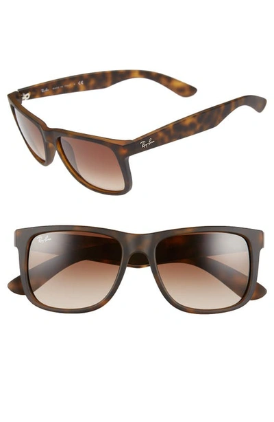 Shop Ray Ban Justin Classic 54mm Sunglasses In Tortoise Rubber/brown Gradient