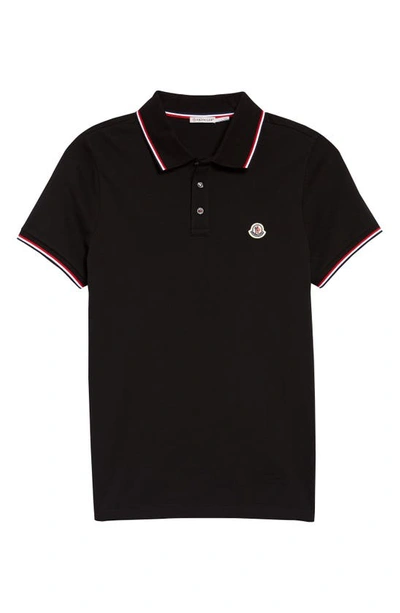 Shop Moncler Black Short Sleeve Pique Polo