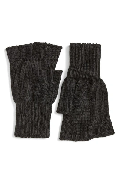 Barbour Fingerless Wool Gloves In Black