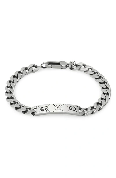 Shop Gucci Silver Ghost Chain Id Bracelet