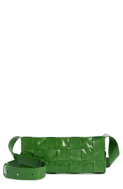 Shop Bottega Veneta Stretch Cassette Intrecciato Leather Crossbody Bag In Lawn-silver