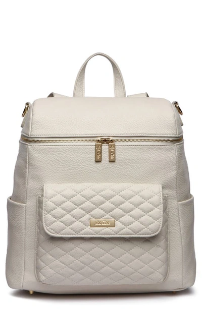 Luli Bebe Monaco Faux Leather Diaper Backpack In Pearl White