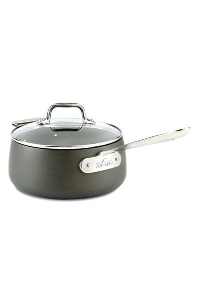 Shop All-clad Ha1 Hard Anodized 3.5-quart Nonstick Saucepan With Lid In Black