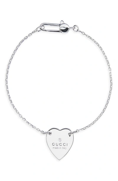 Shop Gucci Trademark Heart Chain Bracelet In Sterling Silver