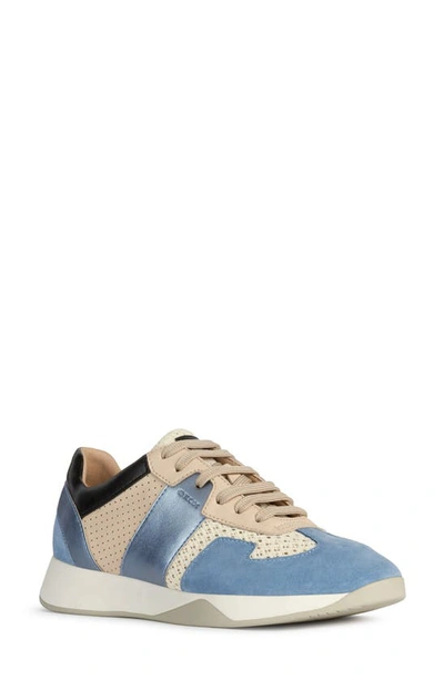 Shop Geox Suzzie Sneaker In Off White/ Light Blue Suede
