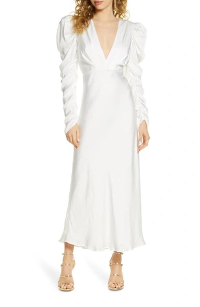 Shop Bardot Zaria Long Sleeve Gown In Ivory