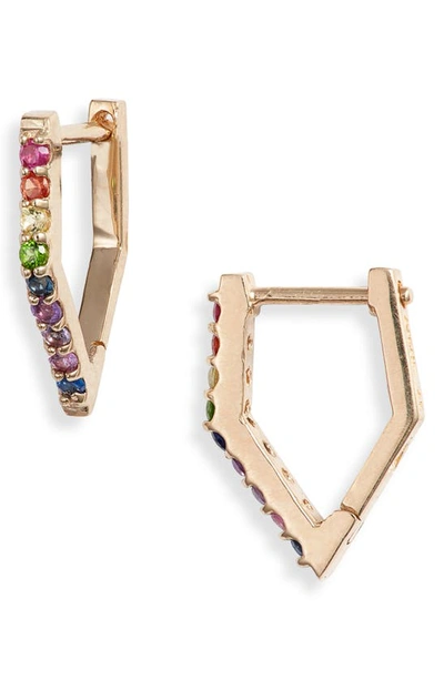 Shop Anzie Cleo Rainbow Huggie Hoop Earrings In Gold/ Rainbow