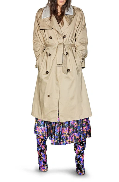 Shop Vetements Layered Collar Trench Coat In Transparent/ Beige