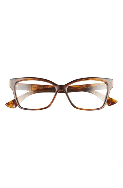 Shop Gucci 55mm Rectangular Optical Glasses In Medium Havana