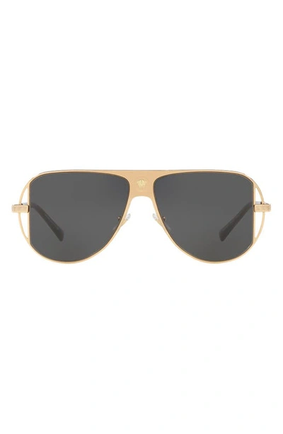 Shop Versace 57mm Pilot Aviator Sunglasses In Gold/ Grey Solid