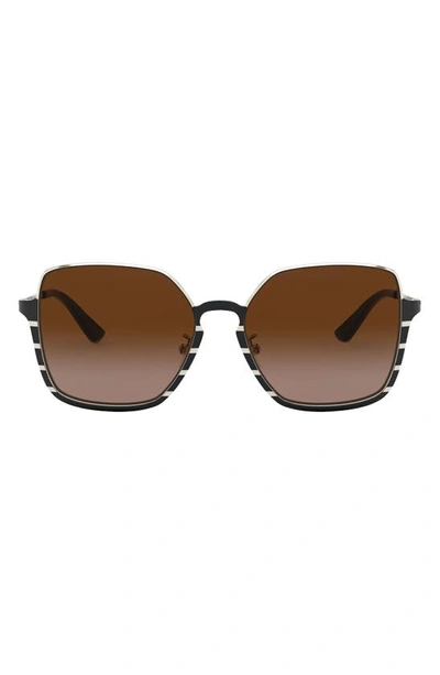 Shop Tory Burch 56mm Gradient Square Sunglasses In Shiny Black/ Smoke Gradient