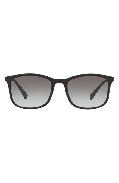 Shop Prada 56mm Rectangle Sunglasses In Black Rubber/ Grey Gradient