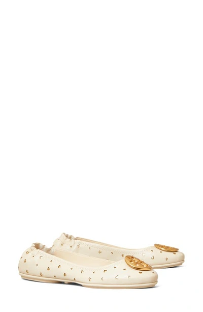 Shop Tory Burch Minnie Travel Ballet Flat In New Cream/ Gold