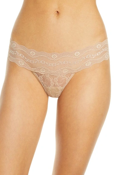 Shop B.tempt'd By Wacoal B.temptd By Wacoal Lace Kiss Thong In Au Natural