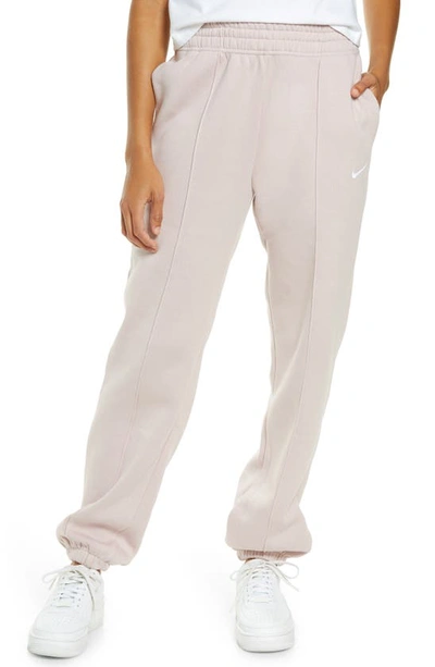 Shop Nike Sportswear Essential Fleece Pants In Champagne/ White