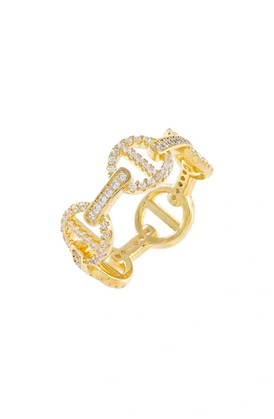 Shop Adinas Jewels Pave Cubic Zirconia Mariner Link Ring In Gold