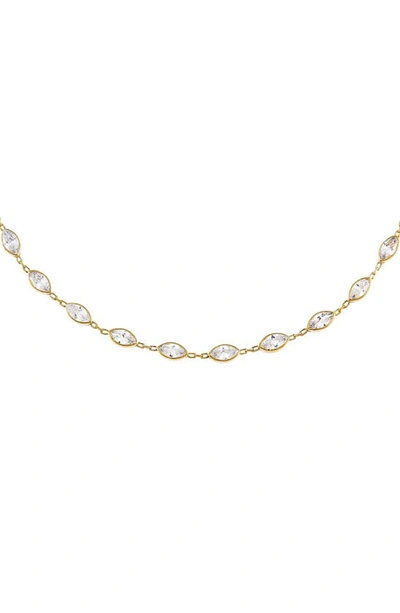 Shop Adinas Jewels Cubic Zirconia Marquise Choker Necklace In Gold